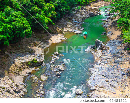 Fresh green Hozu gorge and Hozu river descent 63481221