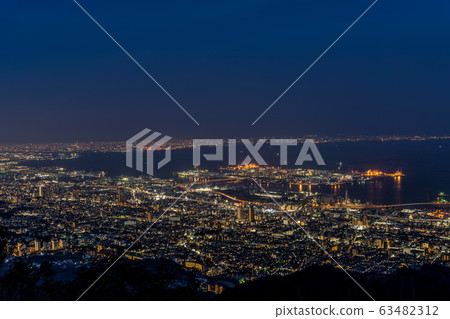 Night view of Kobe and Osaka Bay seen from Rokko 63482312
