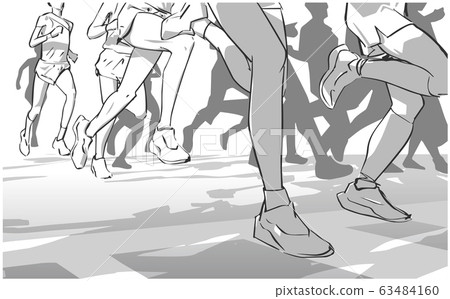Illustration of marathon long short distance runners crowd people Illustration of marathon long short distance runners crowd people 63484160