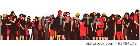 Illustration of large protesting crowd Illustration of large protesting crowd 63484178