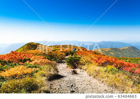 陽光燦爛的栗駒牧美津人的地毯和山間小道 63484663