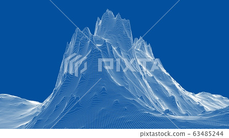 Abstract 3d wire-frame landscape. Blueprint style 63485244