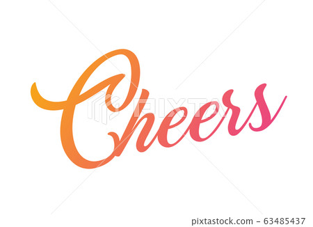 Gradient orange, pink isolated elegant hand writing alphabet letter word CHEERS 63485437