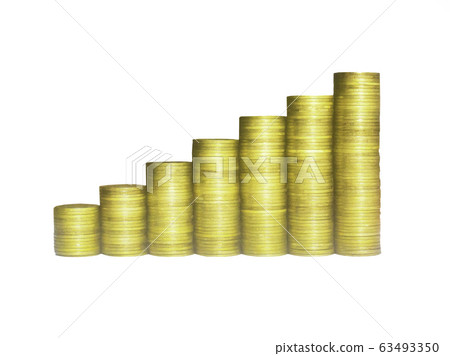 Coin stacks isolated on white with clipping path 63493350