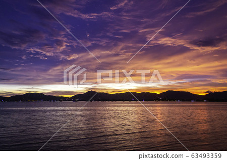 Beautiful sunset on twillight over moutain background 63493359