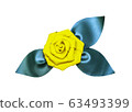 Artificial yellow rose flower isolated on white with clipping path 63493399