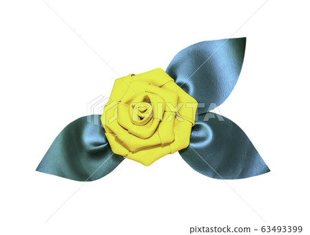 Artificial yellow rose flower isolated on white with clipping path 63493399