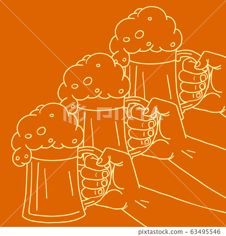 toast at a party foam beer in a mug 63495546