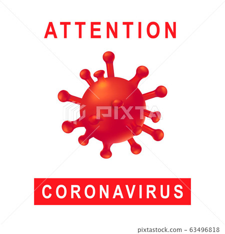 New Coronavirus 2019-nKoV . Covid virus 19-NKP. Background with realistic 3d red viral cells. Symbol of danger. Vector illustration. New Coronavirus 2019-nKoV . Covid virus 19-NKP. Background with realistic 3d red viral cells. Symbol of danger. Vector illustration. 63496818