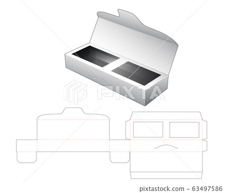 Long box with divider die cut template Long box with divider die cut template 63497586