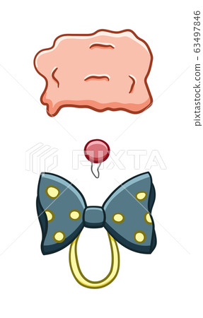 Cartoon style clown nose, wig and bow isolated 63497846