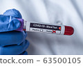 blood sample ampoule coronavirus, covid-19, positive test result 63500105