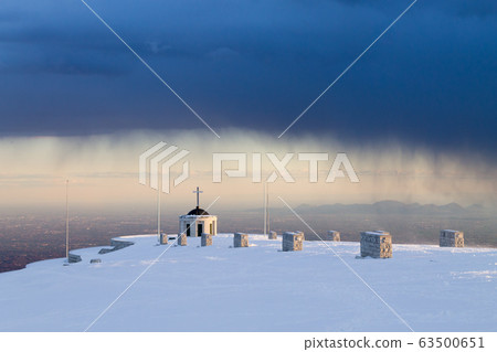 First world war memorial during storm, Italy 63500651
