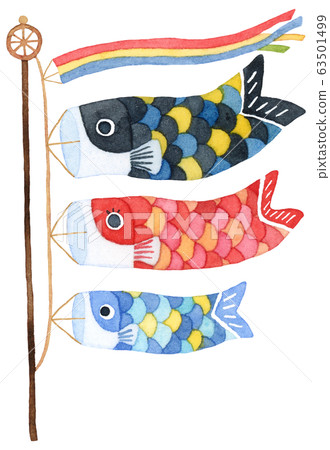 Hand-painted watercolor | children's day carp streamer illustration Hand-painted watercolor | children's day carp streamer illustration 63501499