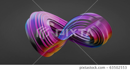 colorful futuristic curvy torus textured object on dark background 3D rendering illustration colorful futuristic curvy torus textured object on dark background 3D rendering illustration 63502553
