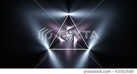 Abstract graphics with triangular glowing pattern. Abstract modern futuristic space background. 3d render illustration Abstract graphics with triangular glowing pattern. Abstract modern futuristic space background. 3d render illustration 63502680
