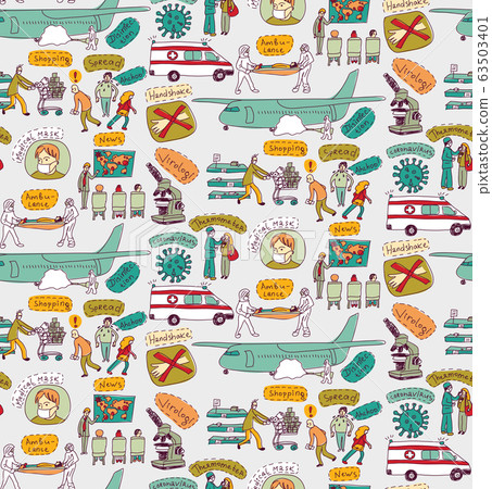 Epidemic pandemic virus scene people seamless pattern Epidemic pandemic virus scene people seamless pattern 63503401