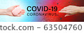 Covid-19 creative concept. Coronavirus banner design with hand with soap and dirty hand with microbes (bacteria)  around. Abstract waves on blue, red background 63504760