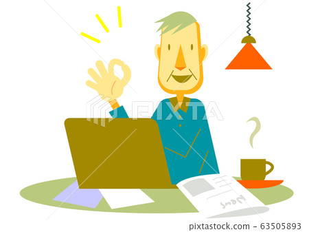 Working from home Telework Senior man - Stock Illustration [63505893 ...