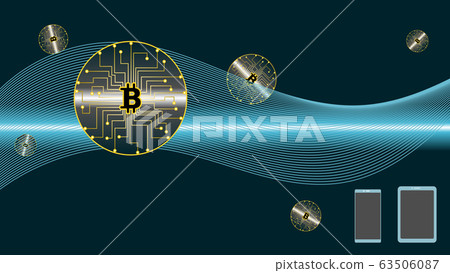 Digital Currency with symbol of BitCoin. Digital Currency with symbol of BitCoin. 63506087