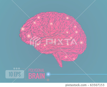 Pink triangle polygonal Triangle wireframe brain 63507153