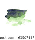 Vector watercolor ink spot. Wet brush stroke on paper texture. Dry brush strokes. 63507437