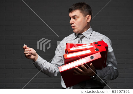 Very busy businessman closeup portrait, posing Very busy businessman closeup portrait, posing 63507591