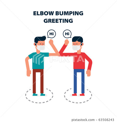 Social distancing, Elbow bumping protect from COVID-19 avoid the spread of coronavirus Instead of greeting with hug or handshake 63508243