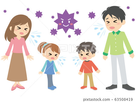 Parent and child coughing 63508419