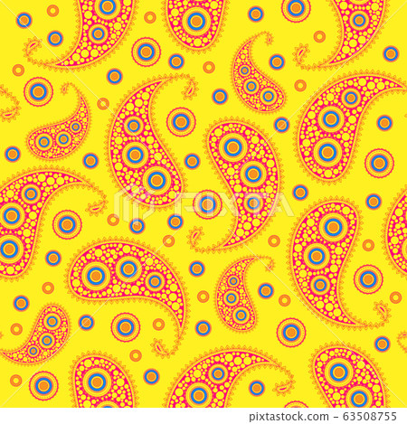 Vector flower paisley seamless pattern element. 63508755