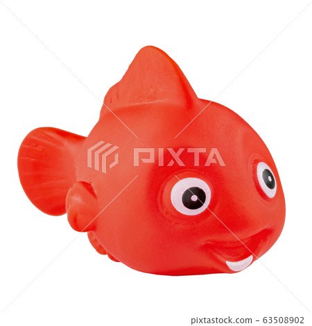 Red rubber fish isolated on white background. 63508902