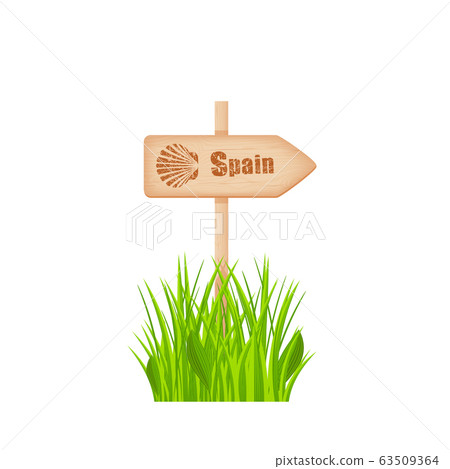 Camino de Santiago route sign on the pole 63509364