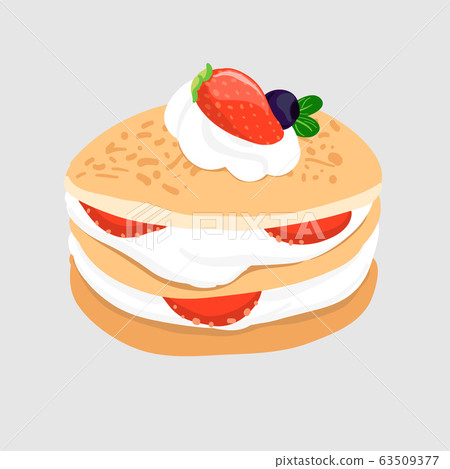 Pancake whipping cream and berries Pancake whipping cream and berries 63509377
