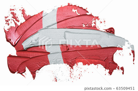 Denmark flag textured oil paint brush stroke 63509451