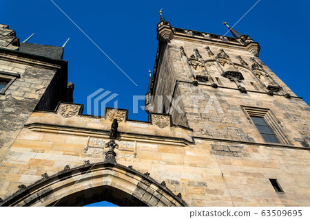 Lesser Town Bridge Tower on Charles Bridge in Prague, Czech Republic, sunny day Lesser Town Bridge Tower on Charles Bridge in Prague, Czech Republic, sunny day 63509695