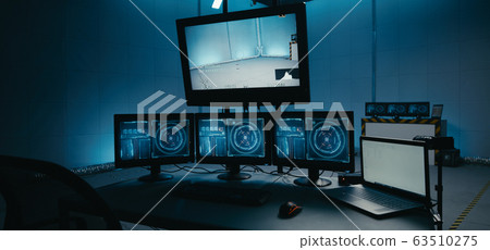 Empty test chamber with computers Empty test chamber with computers 63510275