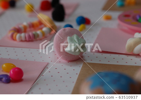 Various candy and marshmallows in Valentine's Day and White Day concept 63510937