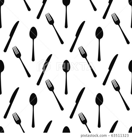 Cutlery black silhouette vector seamless pattern. Cutlery black silhouette vector seamless pattern. 63511323