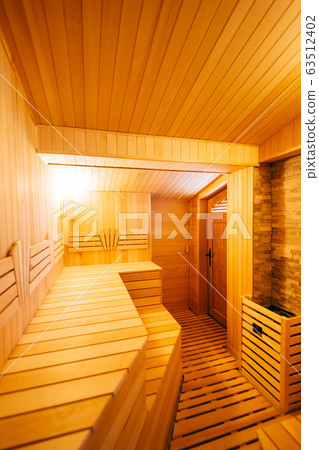 The interior of the classic wooden sauna The interior of the classic wooden sauna 63512402