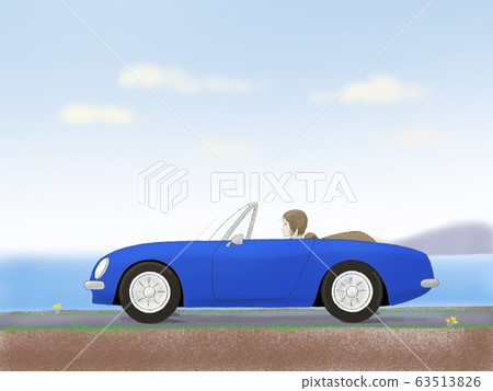 敞篷汽車藍色海岸線 敞篷汽車藍色海岸線 63513826