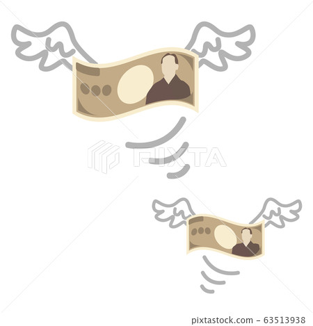 Illustration with flying money with wings Illustration with flying money with wings 63513938