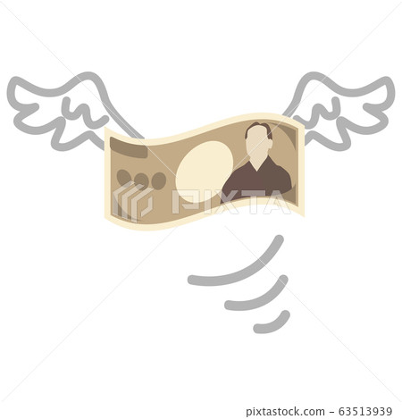 Illustration of a 10,000 yen bill with wings flying Illustration of a 10,000 yen bill with wings flying 63513939