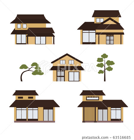 Japanese house Japanese style architecture Illustration set 63516685