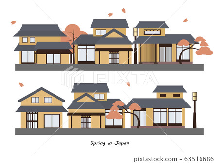 Traditional Japanese townscape spring sakura 63516686