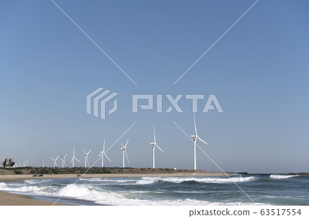 茨城縣廣濱海灘的風力發電風景 茨城縣廣濱海灘的風力發電風景 63517554