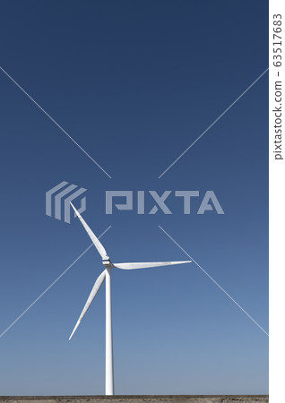 Scenery looking up at the windmill of Yanagawa Coast Wind Power Generation, Ibaraki Prefecture 63517683