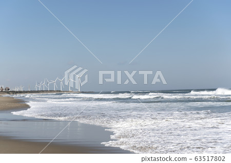 茨城縣柳川海岸的風車風景 63517802