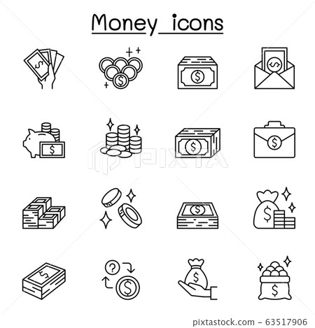 Money icons set in thin line style Money icons set in thin line style 63517906