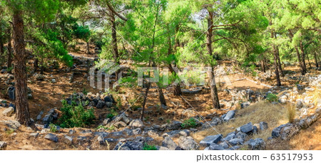 Ruins of houses in the Ancient Priene, Turkey 63517953
