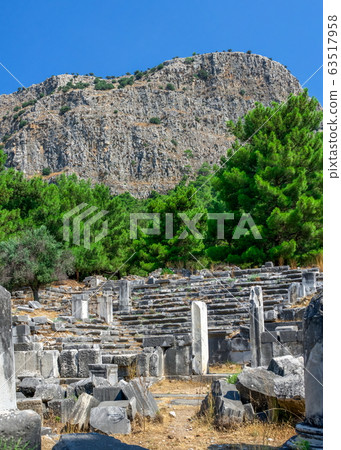 The Bouleuterion in Ancient Priene ruins, Turkey The Bouleuterion in Ancient Priene ruins, Turkey 63517958